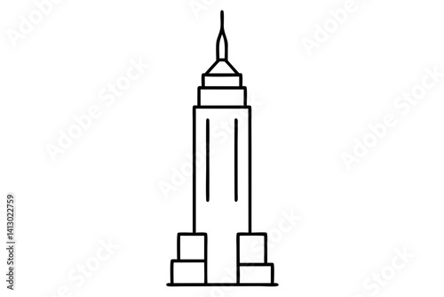 Tall Skyscraper Icon – New York City Line Art Vector for Architecture and Urban Design

