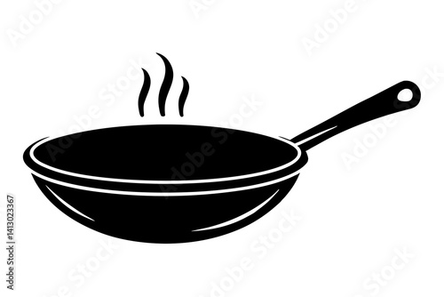 Traditional Chinese Wok Icon – Flat Vector Cooking Pan for Asian Cuisine Design

