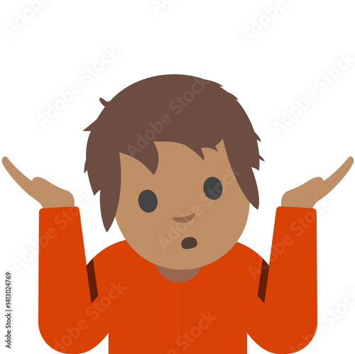 Person Shrugging - Medium Skin Tone with Brown Hair
