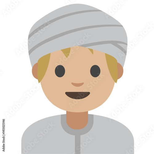 Cartoon Person in Turban (Light Skin)
