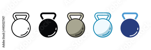 Kettlebell Icon Set Multiple Style Collection