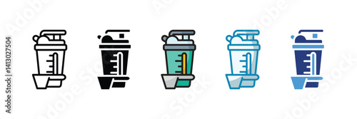 Protein Shaker Icon Set Multiple Style Collection