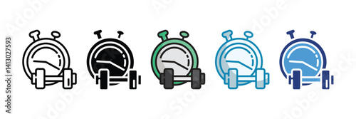 Gym Timer Icon Set Multiple Style Collection