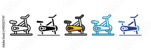 Exercise Bike Icon Set Multiple Style Collection