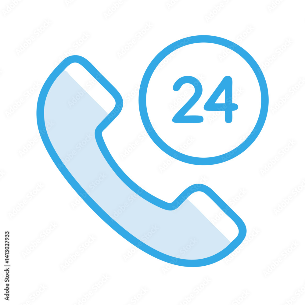 Phone with 24H Icon Representing Customer Support Availability Phone with 24H Icon Representing Customer Support Availability