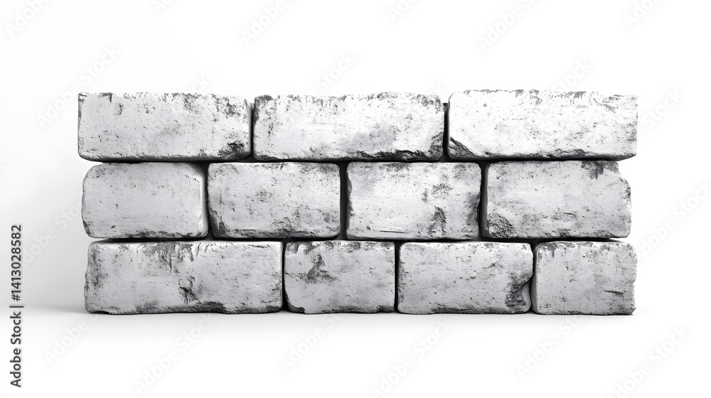 Obraz premium A close-up image of a freshly constructed wall made of clean, white bricks arranged in neat rows.