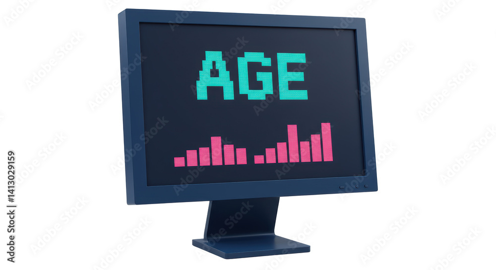 Isolated Computer Monitor Showing AGE Isolated Computer Monitor Showing AGE