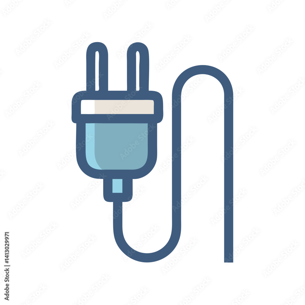 Power Cable Icon Representing Electrical Plug Connection Power Cable Icon Representing Electrical Plug Connection