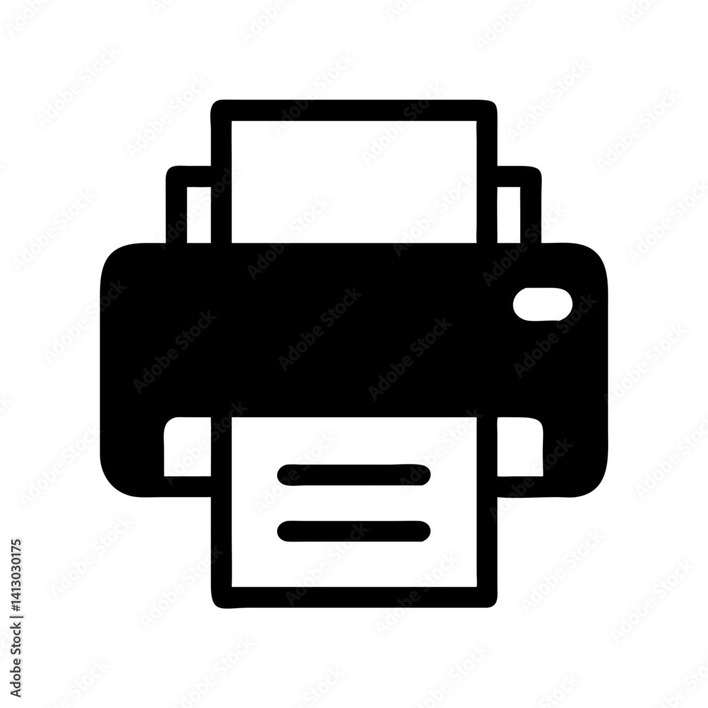 Printer Icon Representing Document Output Device Printer Icon Representing Document Output Device