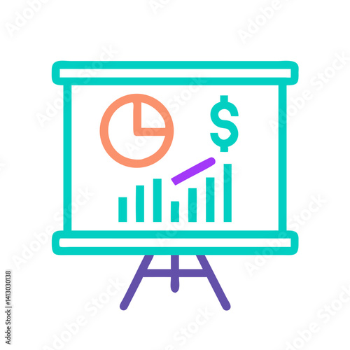 Presentation Board Icon Representing Financial Reporting