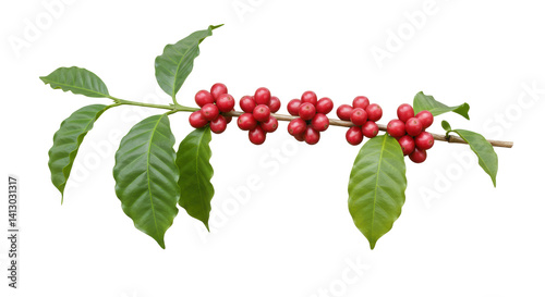 Isolated Coffee Branch with Ripe Berries