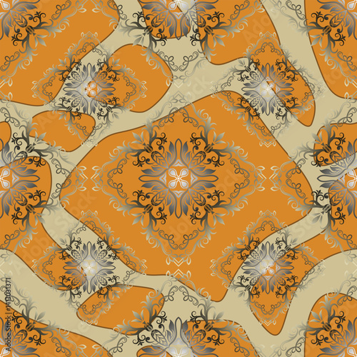 Ornate damask pattern. Vector seamless border in victorian style. Textile design. Vector, illustration