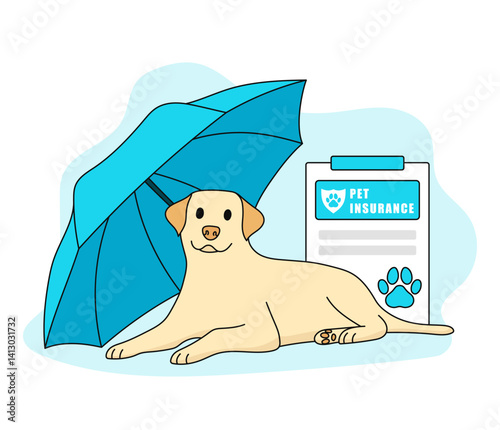 Pet insurance. Dog under pet insurance. Pet safety. Pet insurance document