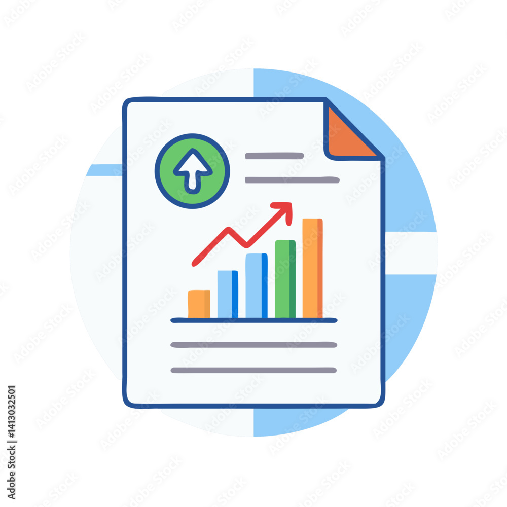 Report with Arrow Icon Representing Financial Performance Analysis Report with Arrow Icon Representing Financial Performance Analysis
