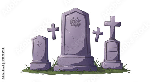 Isolated Gravestones Cartoon