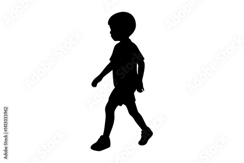 Silhouette Of A Little Boy Walking On A White Background Children Childhood Young Kid Human Figure Happy Playful, silhouette, child, kid, boy, walking, childhood, toddler, young, people, person, human