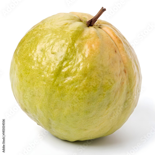 Whole Guava with Stem on White Background