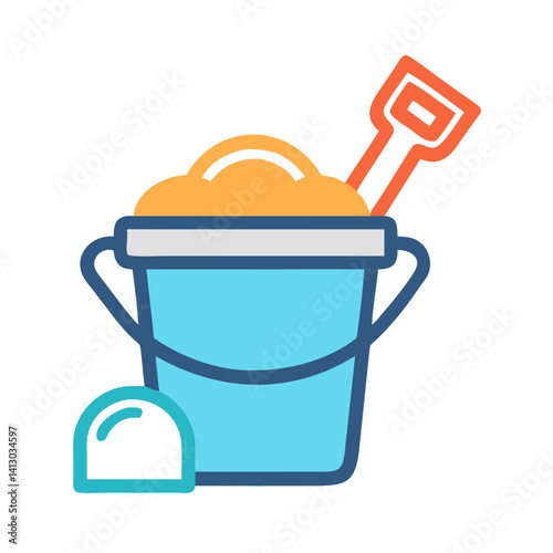 Sand Bucket Icon Representing Beach Play Toy