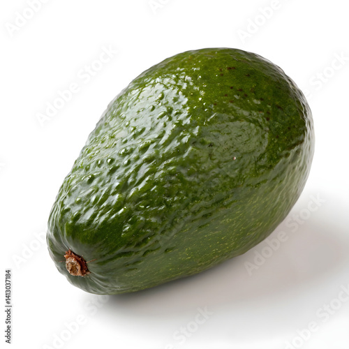 Whole Avocado with Bumpy Skin on White Background