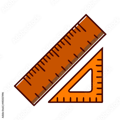 Ruler and triangular scale arranged together, measuring tools for precision in geometry and design