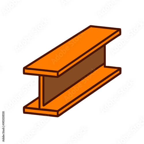 Steel beam illustration in orange color, representing construction and engineering concepts