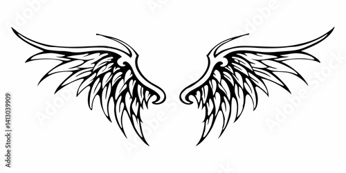 black and white svg vector, Halloween evil wings icon