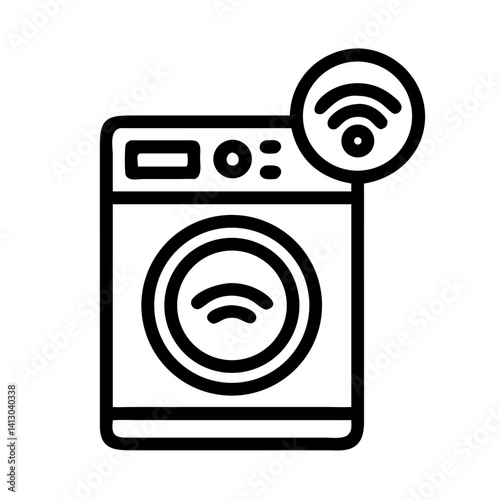 Smart Washing Machine Icon – Connected Laundry Appliance Symbol, Home Automation
