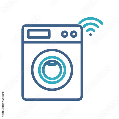Smart Washing Machine Icon – Connected Laundry Appliance Symbol, Home Automation