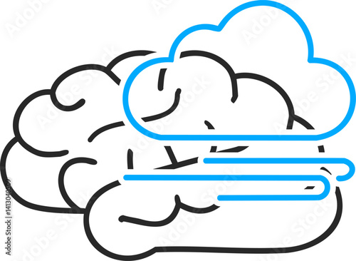 Brain Fog Symbol Icon with Cloudy Mind Concept Illustration