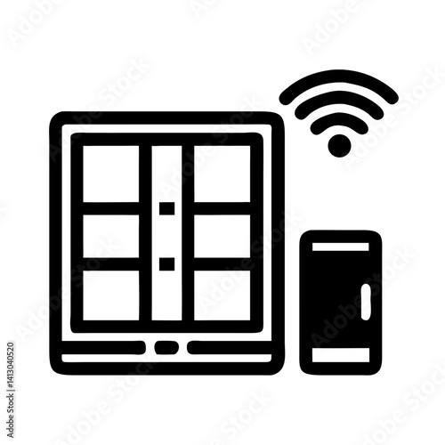 Smart Window Panel Icon – Remote Control Symbol, Automated Glass System