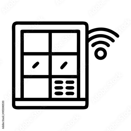 Smart Window Panel Icon – Remote Control Symbol, Automated Glass System