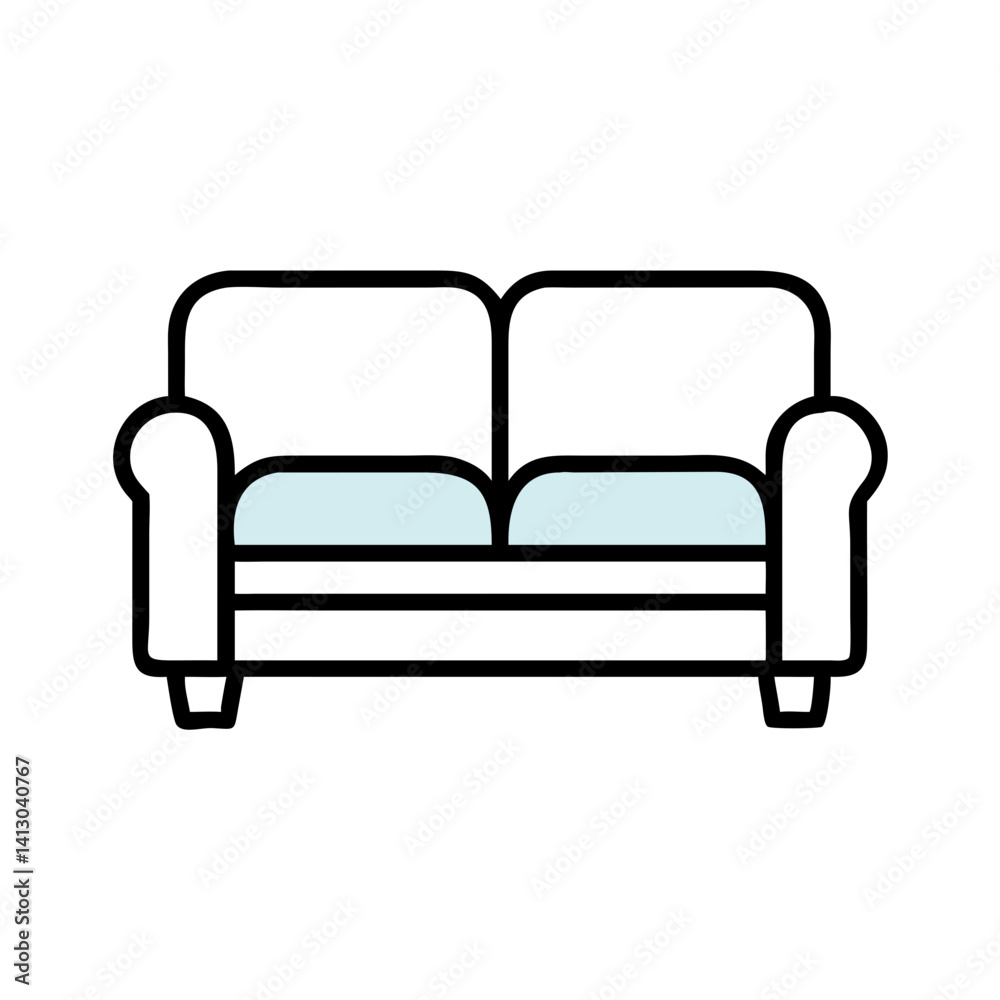 Sofa Icon – Two-Seater Couch Symbol, Compact Living Room Furniture Sofa Icon – Two-Seater Couch Symbol, Compact Living Room Furniture