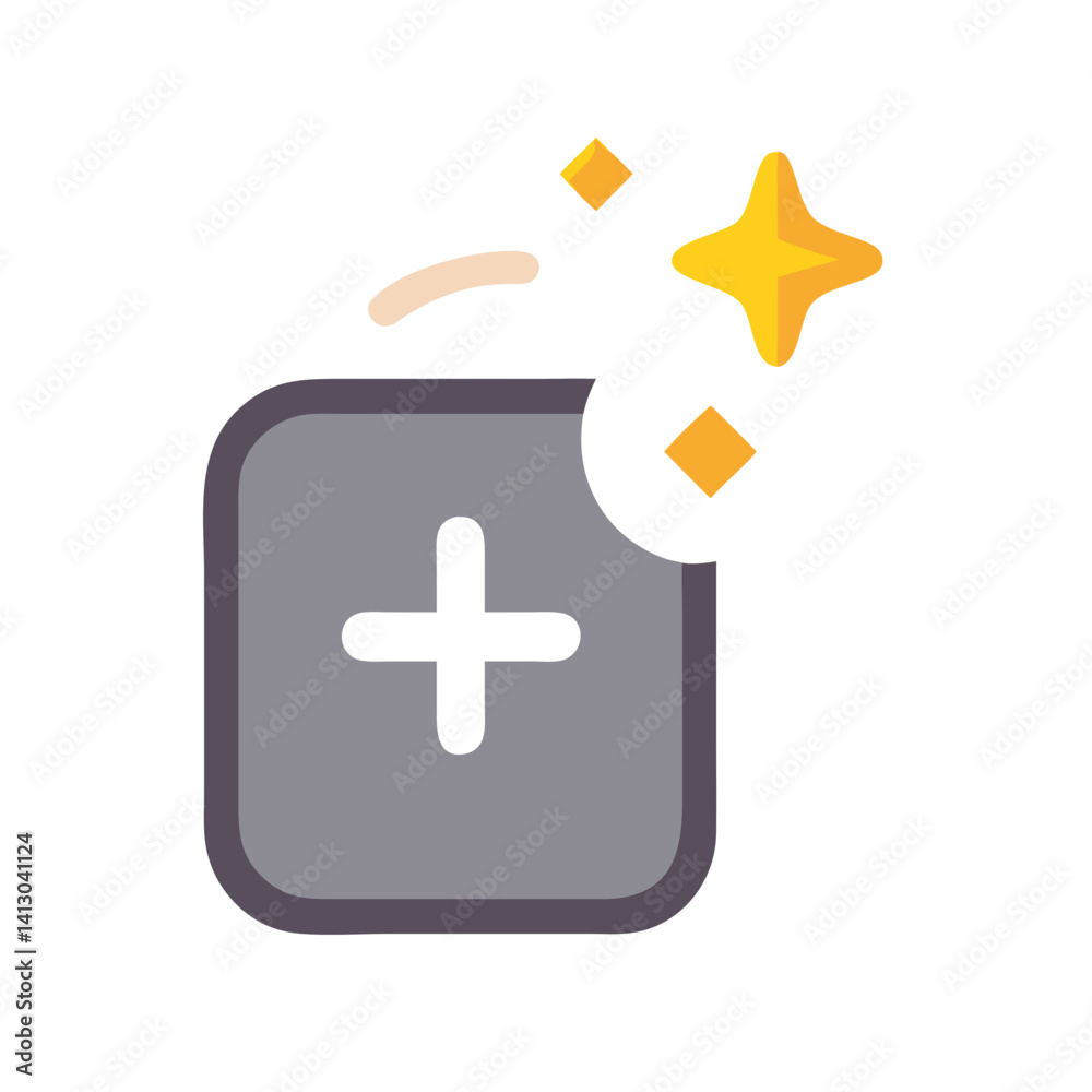 Fototapeta premium Sparkle Add Icon – New Feature Symbol, Update, Enhancement, UI Element