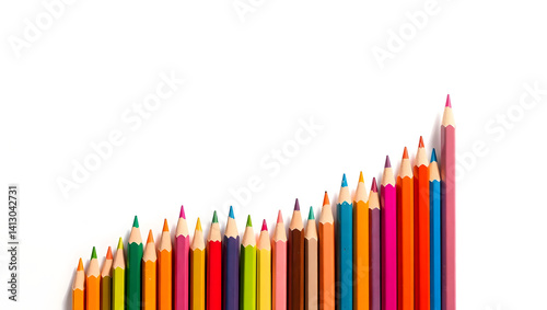 Colorful Pencils Arranged in Ascending Order Growth and Creativity Concept