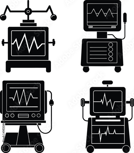 EKG Machine silhouette vector