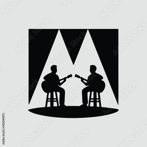 Two Guitarists Performing on Stage Under Spotlights