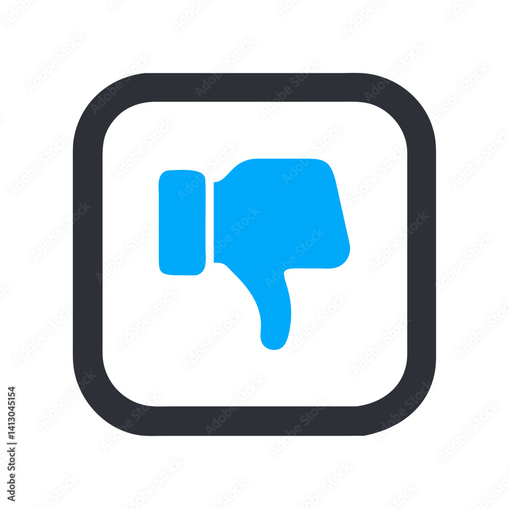 Thumbs Down in Square Icon – Representing Negative Feedback or Disapproval Thumbs Down in Square Icon – Representing Negative Feedback or Disapproval