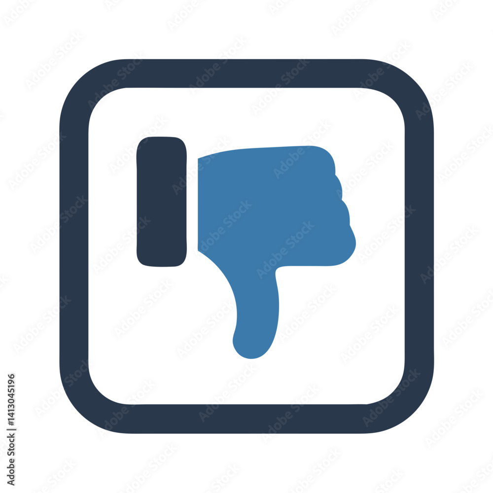 Fototapeta premium Thumbs Down in Square Icon – Representing Negative Feedback or Disapproval
