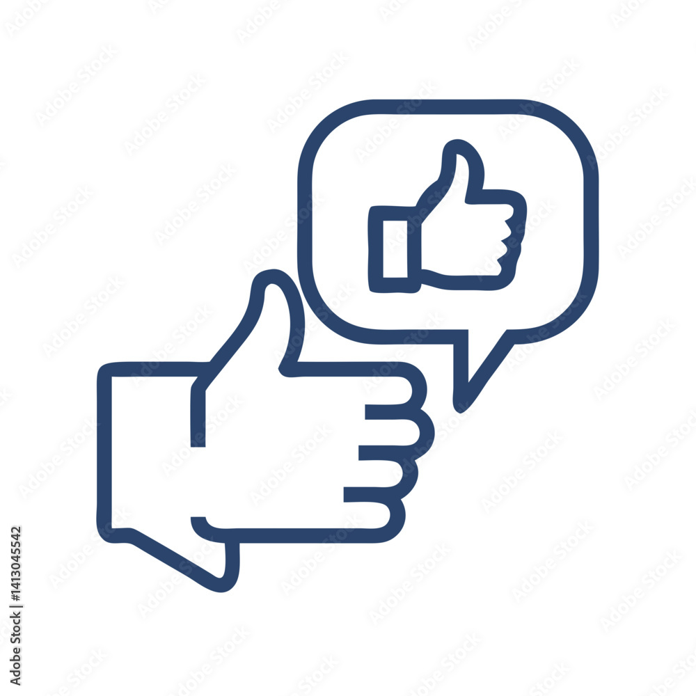 Thumbs Up with Speech Bubble Icon – Representing Positive Feedback and Communication Thumbs Up with Speech Bubble Icon – Representing Positive Feedback and Communication
