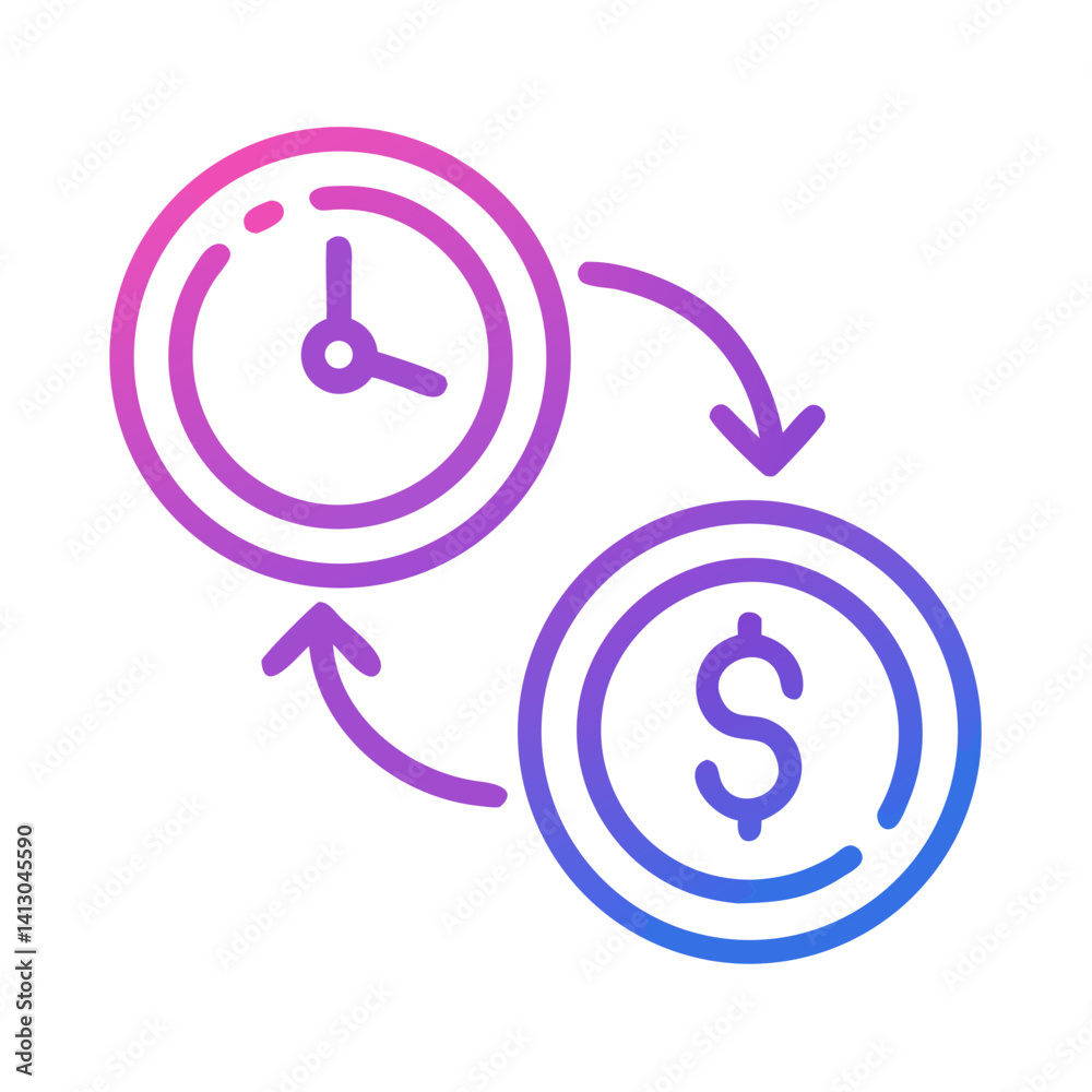 Time and Money Exchange Icon – Representing Time Efficiency and Financial Management