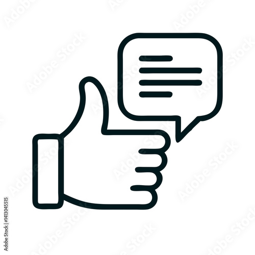 Thumbs Up with Speech Bubble Icon – Representing Positive Feedback and Communication
