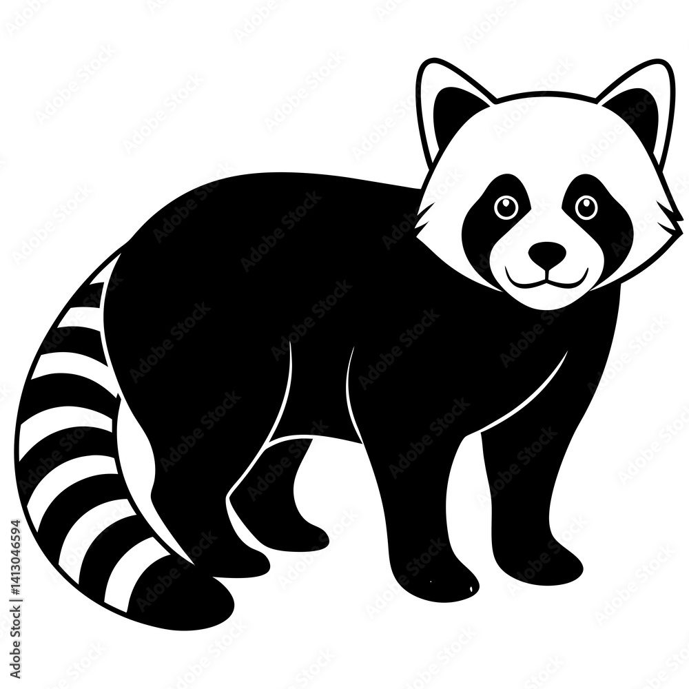 Naklejka premium Animal Red Panda silhouette vector illustrator 