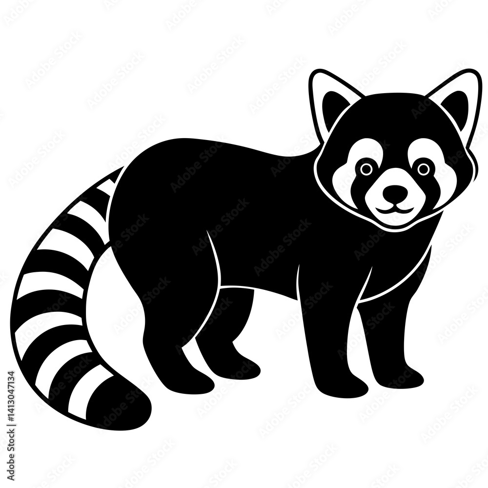 Fototapeta premium Animal Red Panda silhouette vector illustrator 