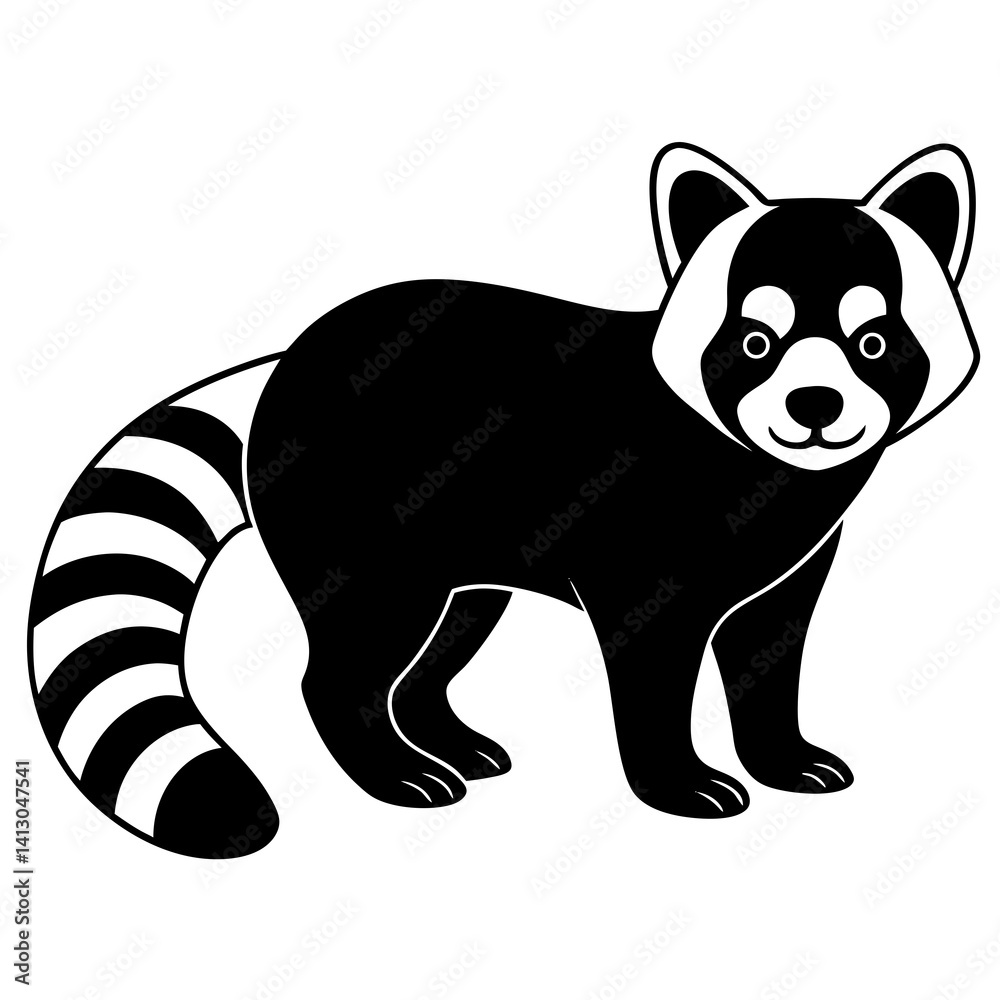Naklejka premium Animal Red Panda silhouette vector illustrator 