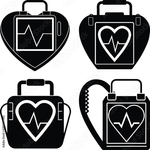 Defibrillator silhouette vector