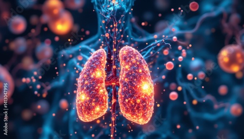 Exploring the intricate structure of human lungs scientific visualization digital art abstract environment close-up view health concept
