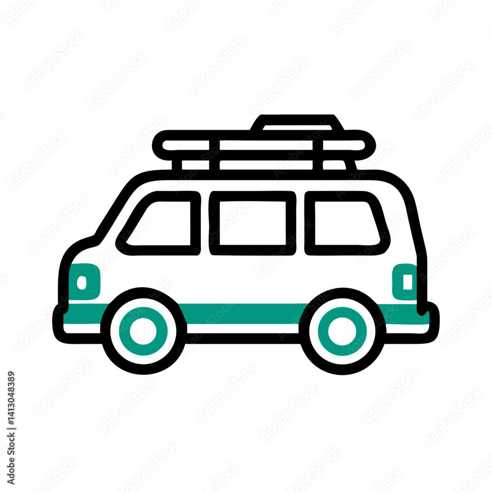 Van with Roof Rack Icon Representing Team Travel and Group Transportation Van with Roof Rack Icon Representing Team Travel and Group Transportation