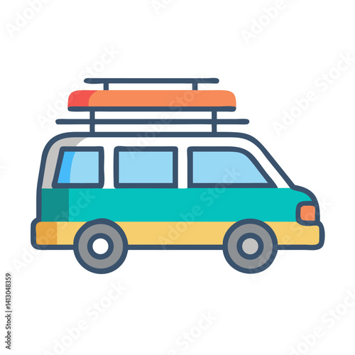 Van with Roof Rack Icon Representing Team Travel and Group Transportation