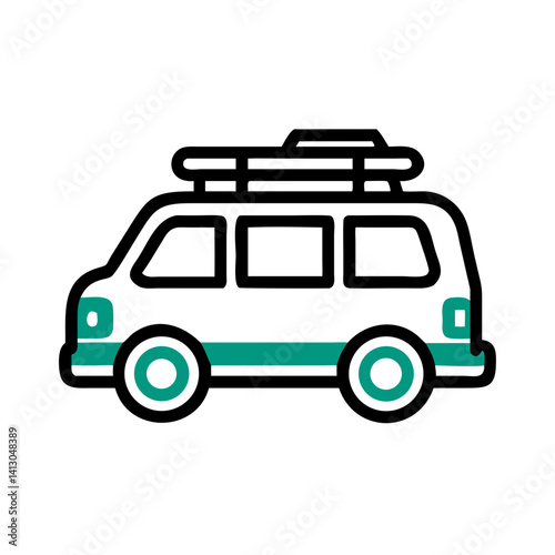 Van with Roof Rack Icon Representing Team Travel and Group Transportation