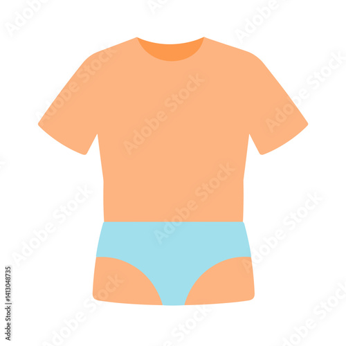 Graphic representation of a t-shirt and underwear in simple style  